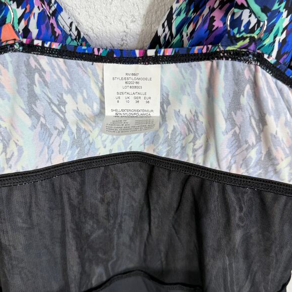 Swim Solutions Women's Printed Tiered Fauxkin Rainbow Rain 8 $102 - Picture 9 of 10